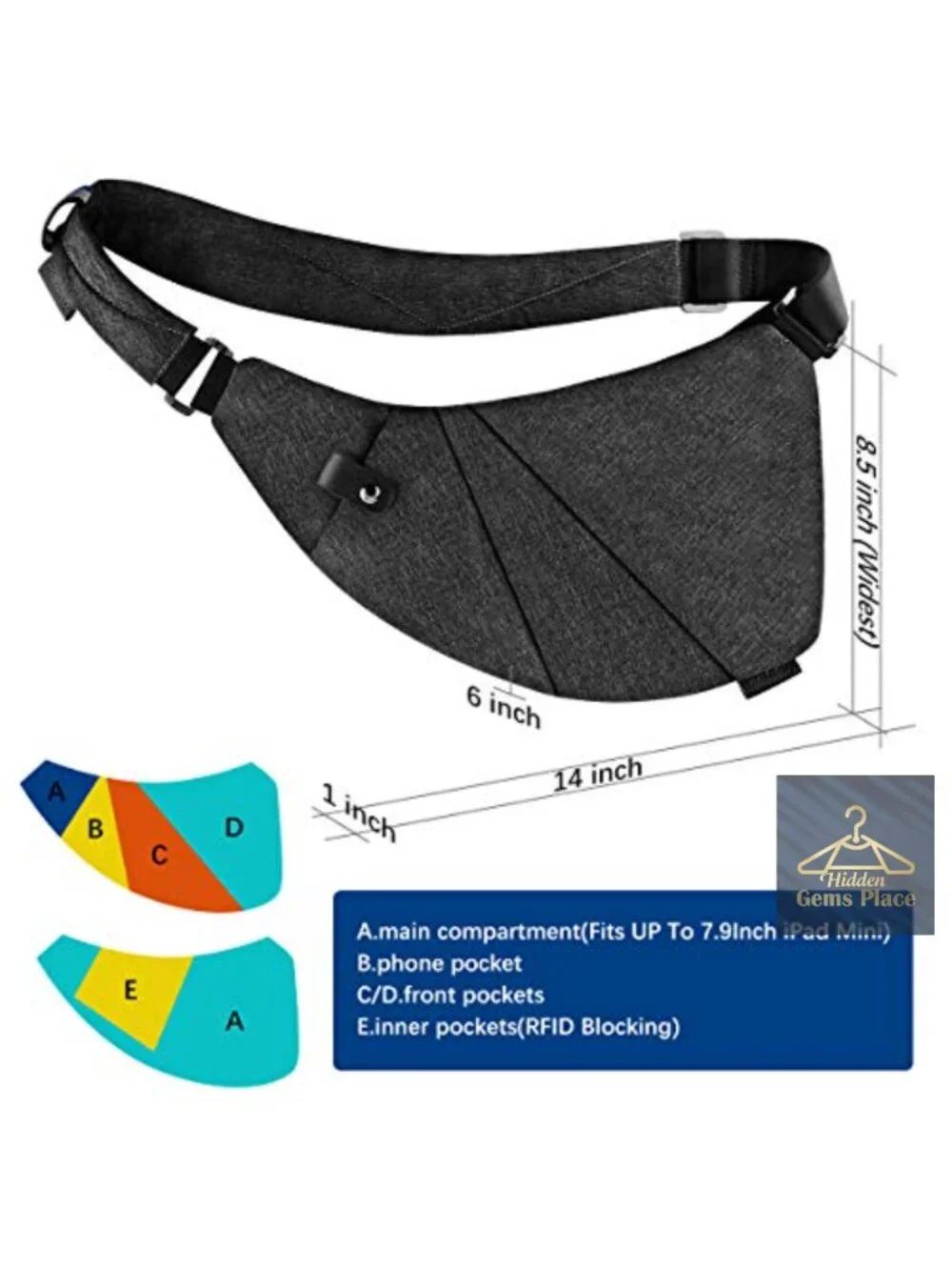 Sling Crossbody Bag Anti Theft Travel Purse Waterproof Compact